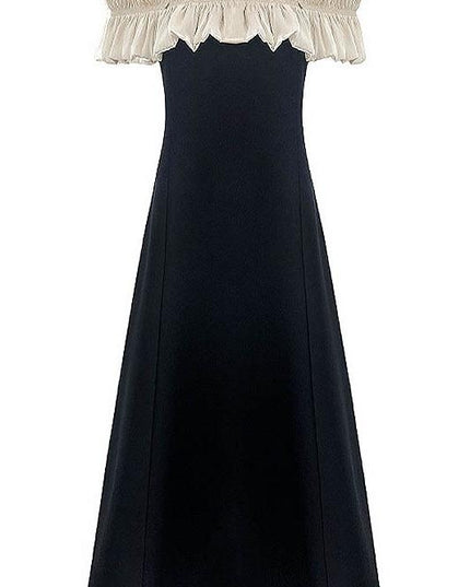 Bonnie Omuz Açık Volanlı Uzun Elbise