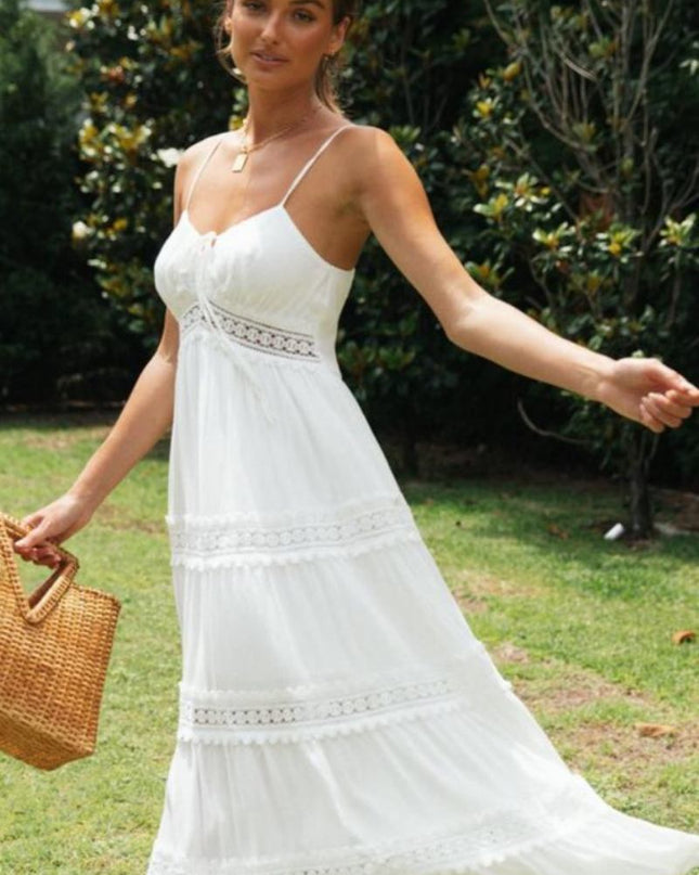 Cora Dantel Kenarlı A Kesim Uzun Yazlık Elbise