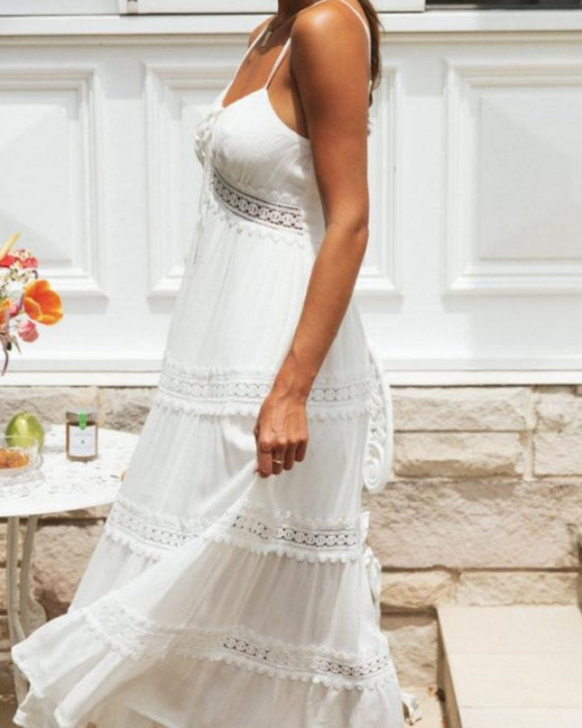 Cora Dantel Kenarlı A Kesim Uzun Yazlık Elbise