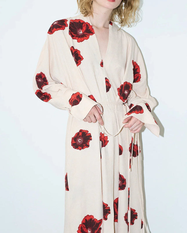 Crimson Bloom Kimono Set