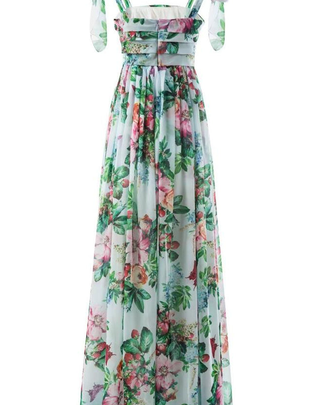 Dinah Baskılı Askılı Uzun Elbise