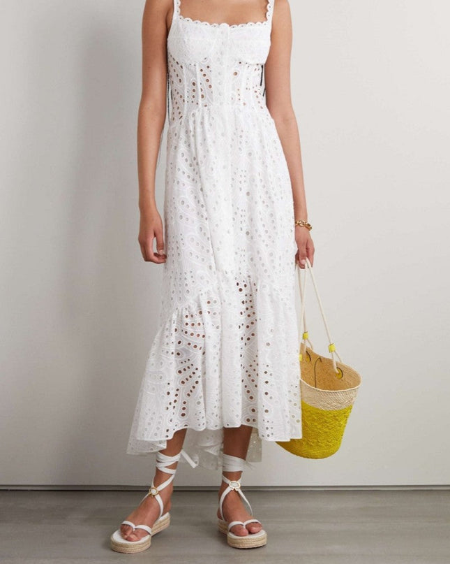 Dolly İşlemeli Dantel Midi Büstiyer Elbise