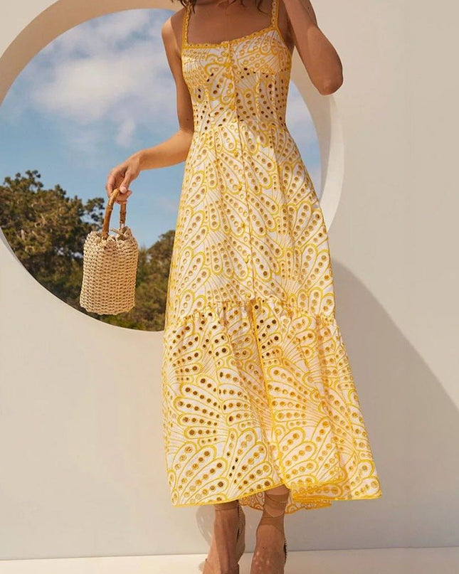 Dolly İşlemeli Dantel Midi Büstiyer Elbise