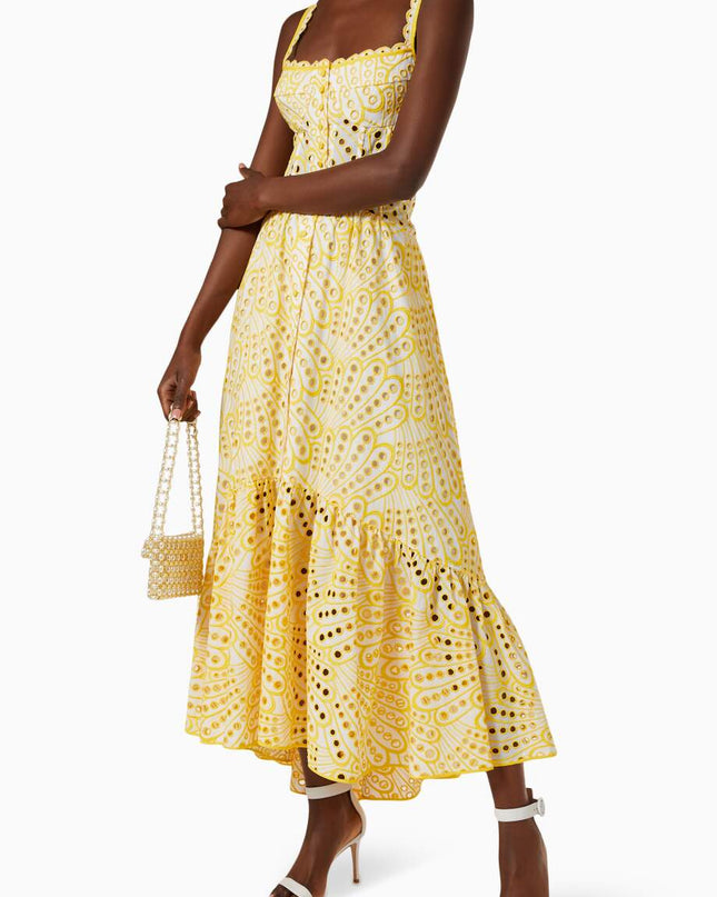 Dolly İşlemeli Dantel Midi Büstiyer Elbise