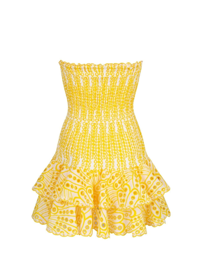 Dolly İşlemeli Dantel Straplez Mini Bodycon Elbise