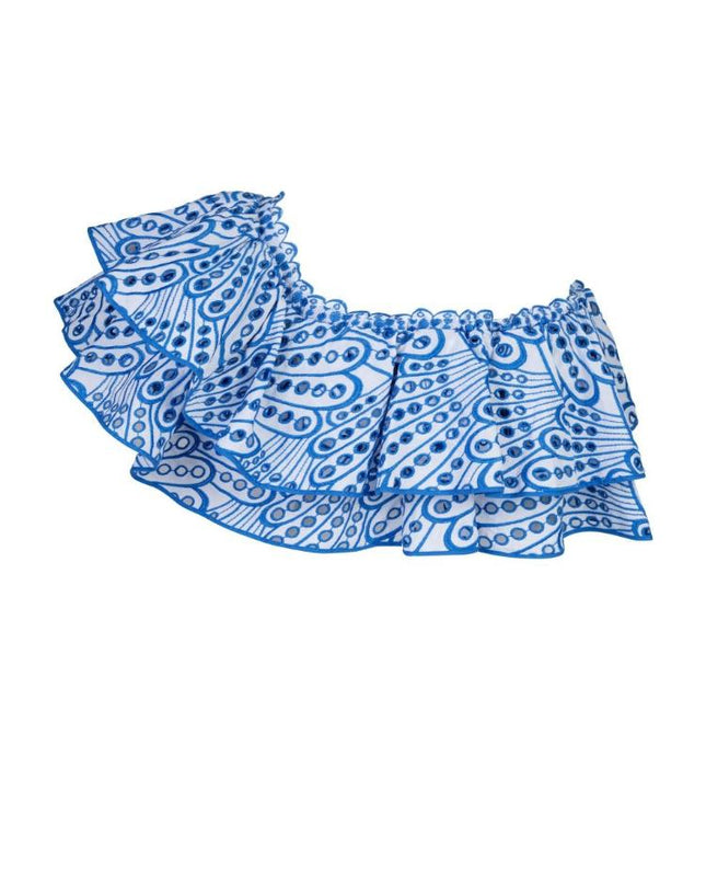 Dolly İşlemeli Dantel Katlı Fırfırlı Maxi Elbise Takım