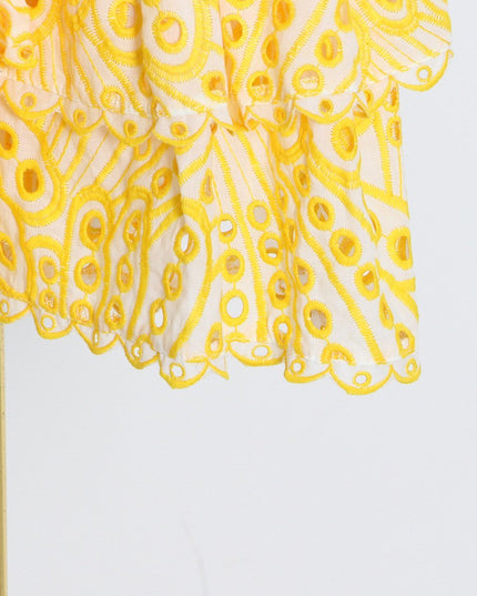 Dolly İşlemeli Dantel Katlı Fırfırlı Maxi Elbise Takım