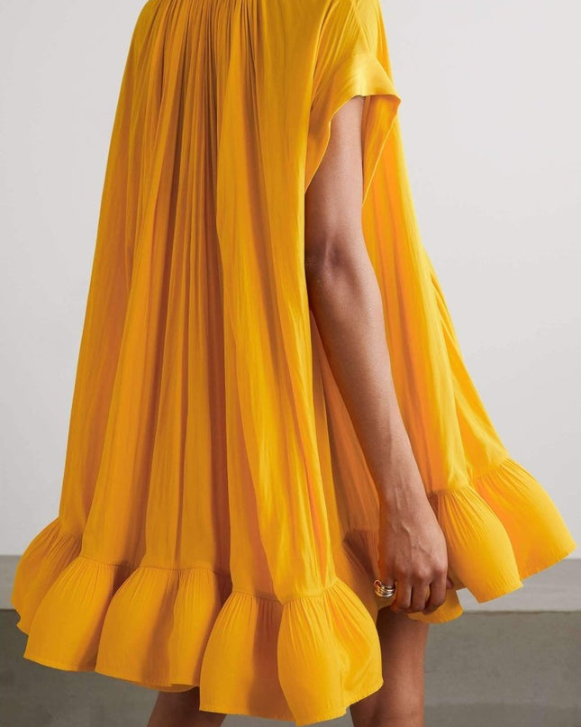 Eartha Cape Etkili Volanlı Mini Elbise