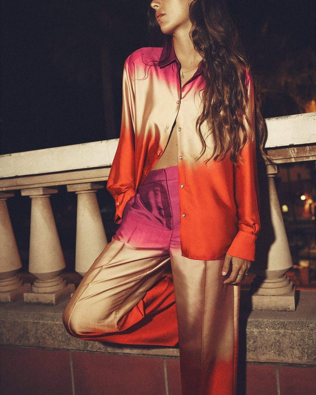 Eroline Baskılı Degrade Saten Takım