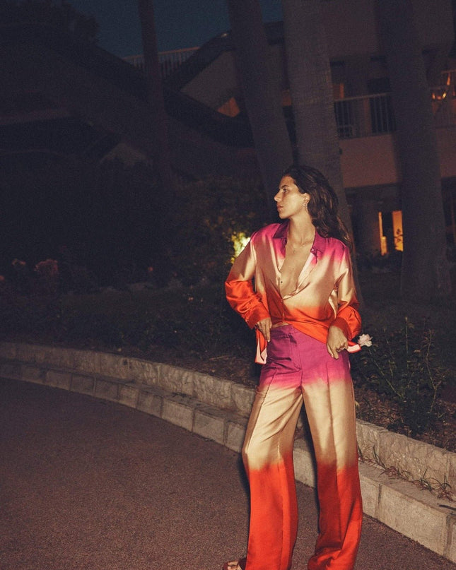 Eroline Baskılı Degrade Saten Takım