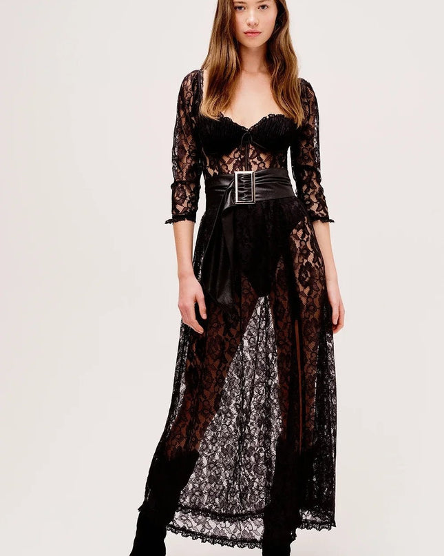 Esther Sweetheart Dantel Uzun Elbise