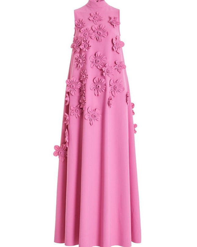 Ethel Çiçek İşlemeli Kolsuz Uzun Elbise