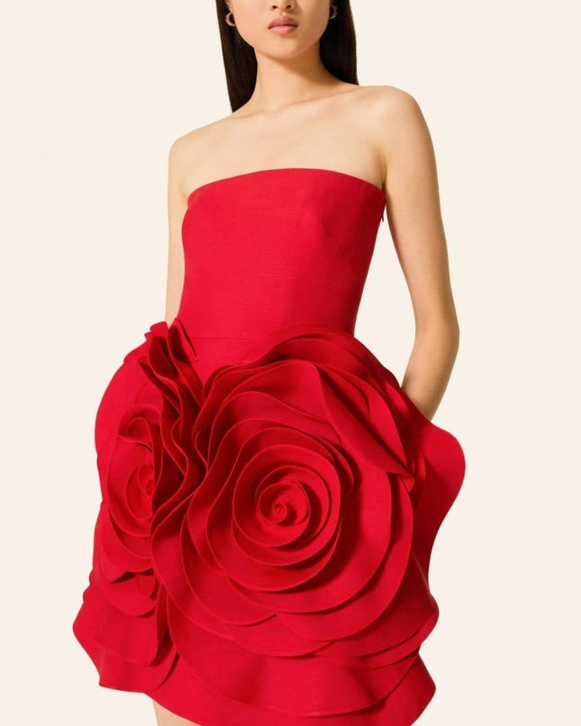 Eudora Çiçek Askısız Mini Elbise