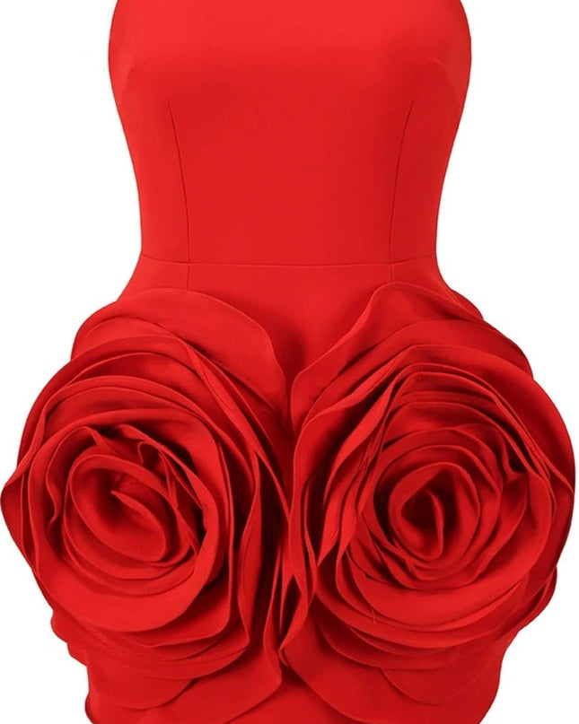 Eudora Çiçek Askısız Mini Elbise