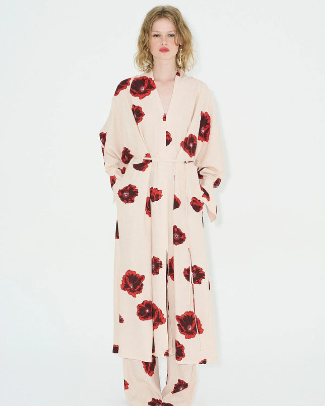 Crimson Bloom Kimono Set