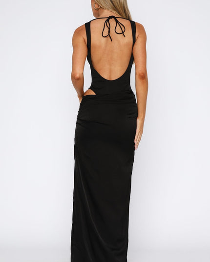 Moonlight Elegance – Siyah Maxi Elbise