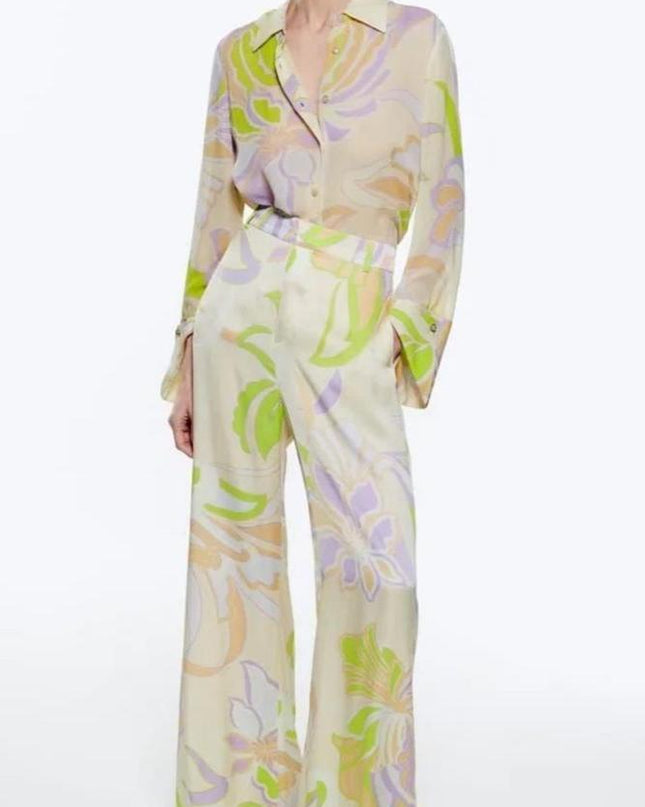 Akış Baskılı Bluz Takımı