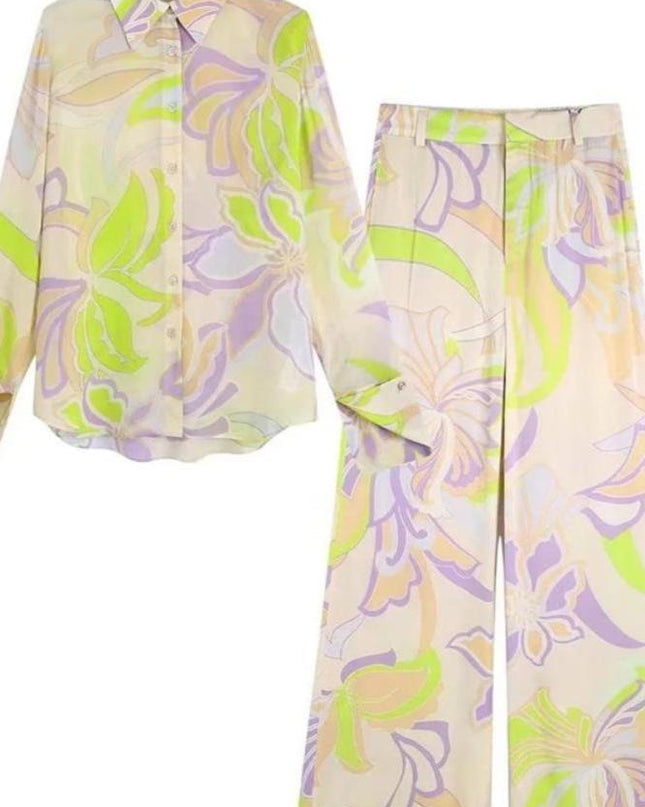 Akış Baskılı Bluz Takımı