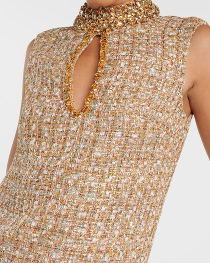 Gill Tweed Süslemeli Mini Tweed Elbise