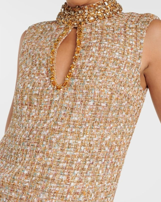 Gill Tweed Süslemeli Mini Tweed Elbise