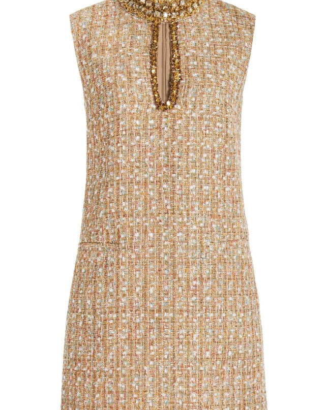 Gill Tweed Süslemeli Mini Tweed Elbise