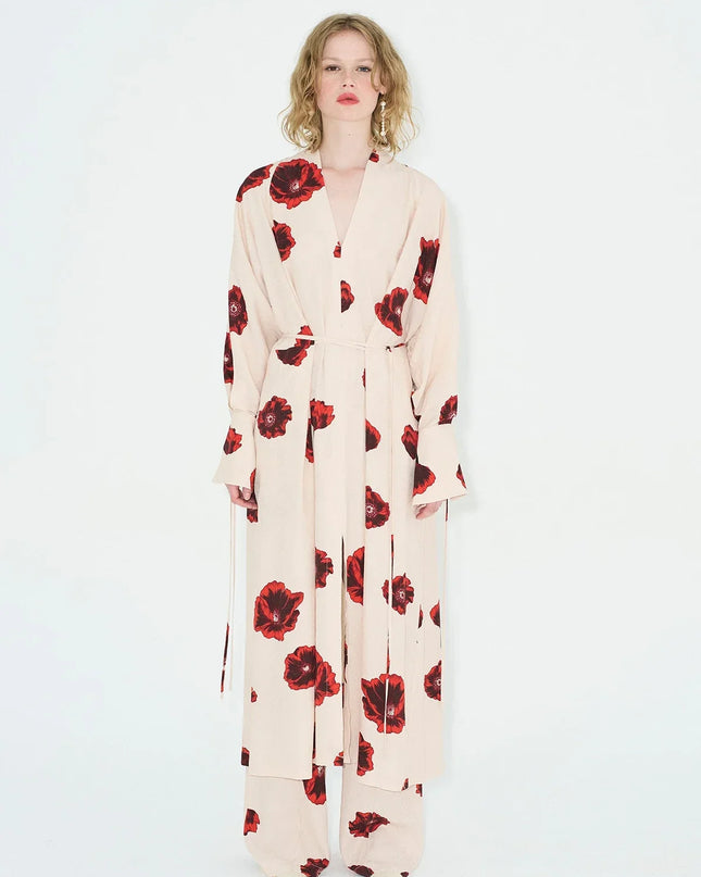 Crimson Bloom Kimono Set