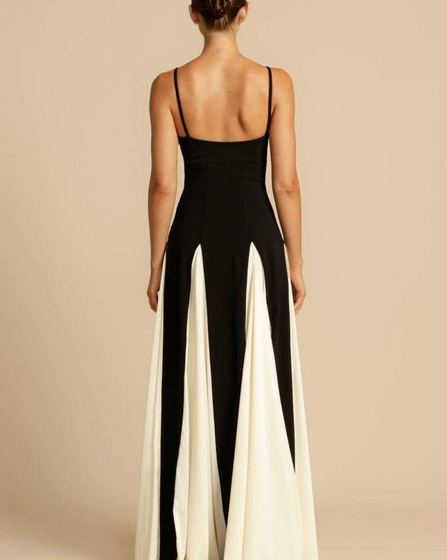 Griselda Renk Bloklu Uzun Slip Elbise