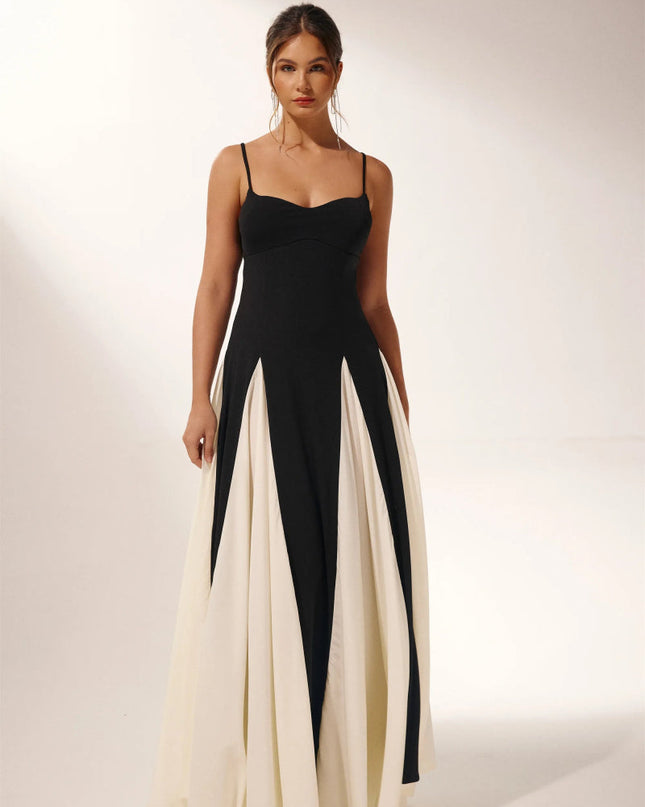 Griselda Renk Bloklu Uzun Slip Elbise