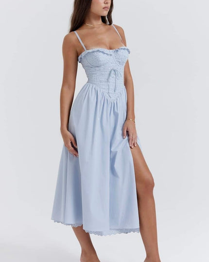 Helen İşlemeli Dantel Korse Midi Elbise