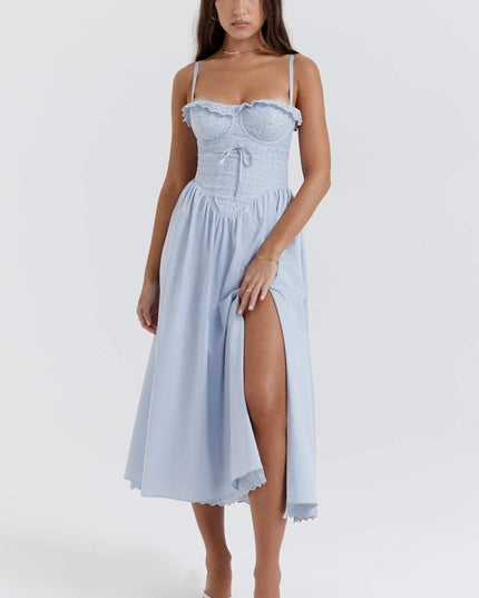 Helen İşlemeli Dantel Korse Midi Elbise