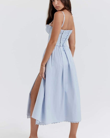 Helen İşlemeli Dantel Korse Midi Elbise