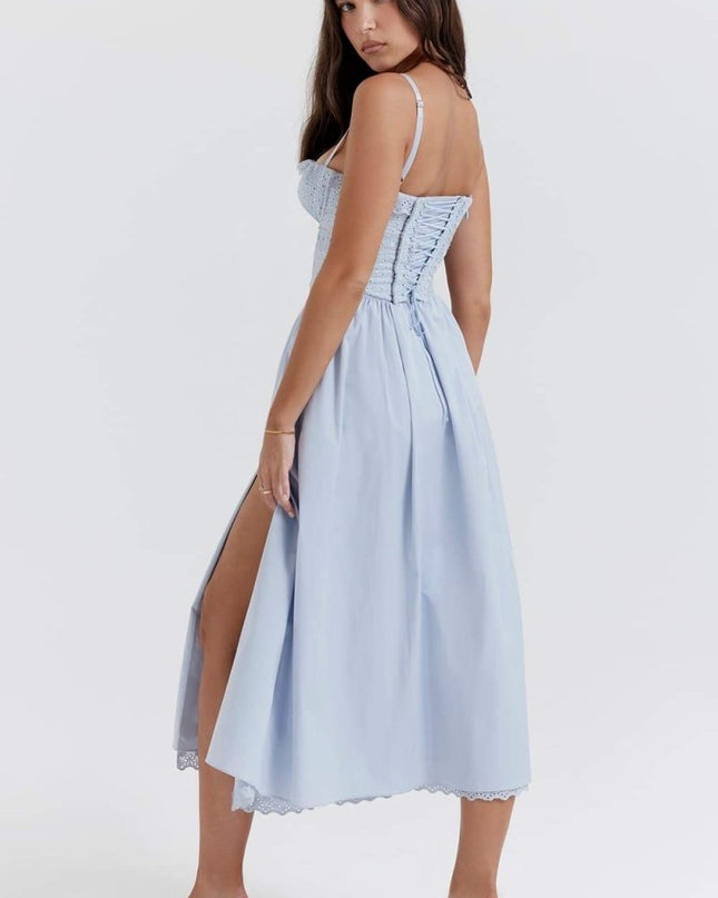 Helen İşlemeli Dantel Korse Midi Elbise