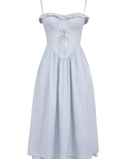 Helen İşlemeli Dantel Korse Midi Elbise