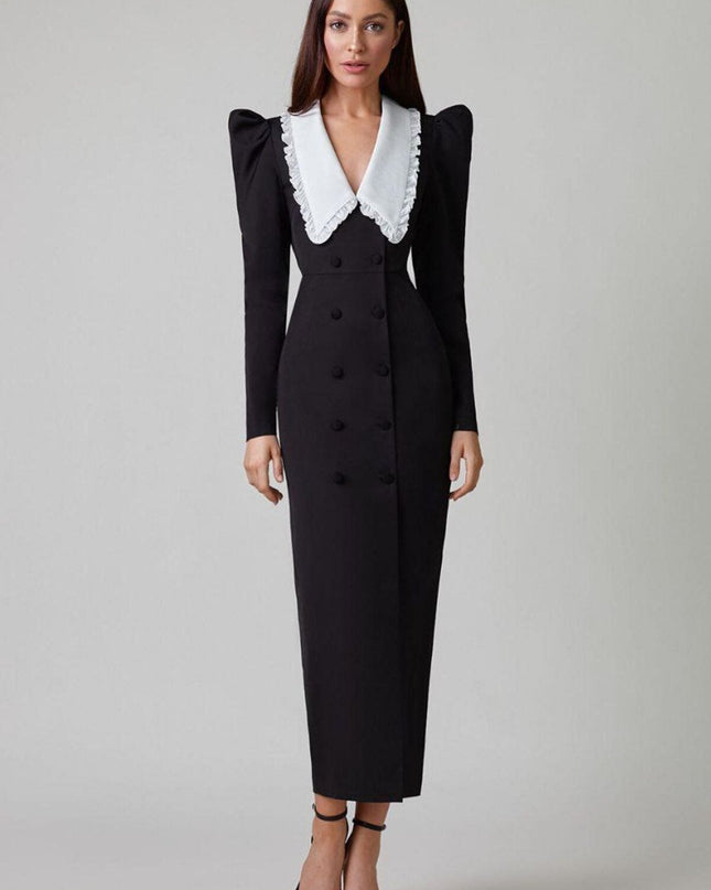 Kathy Peter Pan Yaka V Yaka Midi Elbise