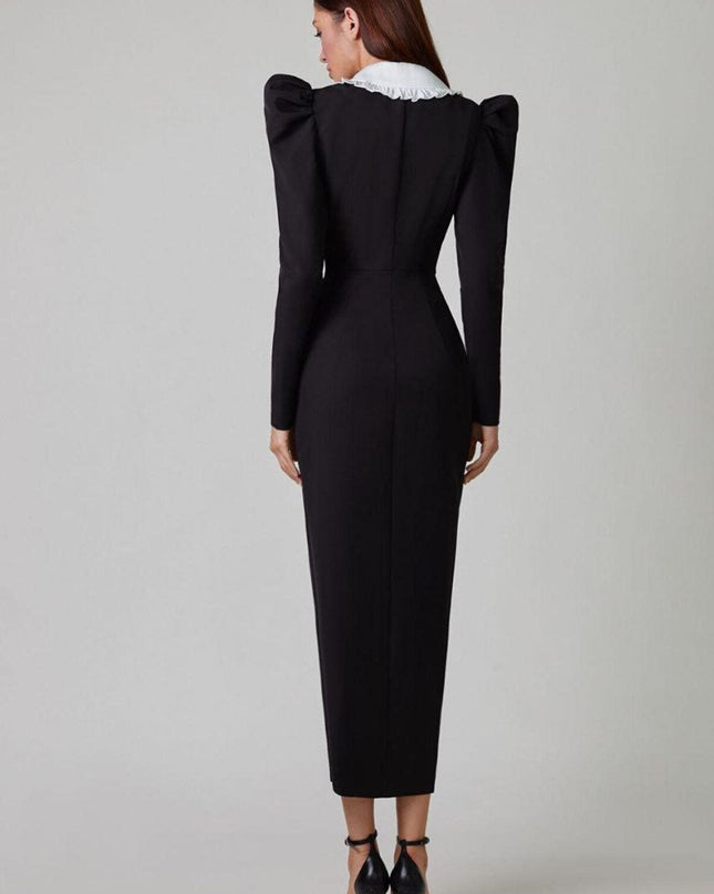 Kathy Peter Pan Yaka V Yaka Midi Elbise