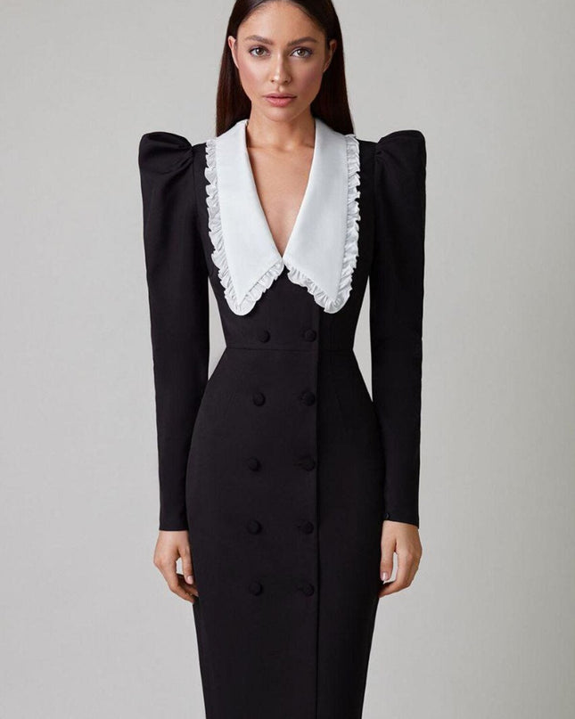 Kathy Peter Pan Yaka V Yaka Midi Elbise