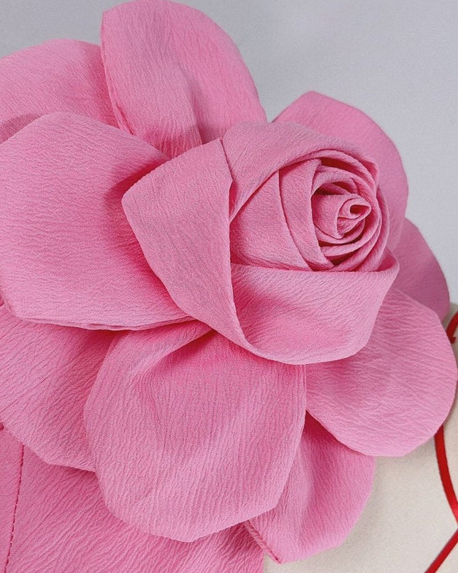 Lea Çiçek Kesimli Midi Elbise