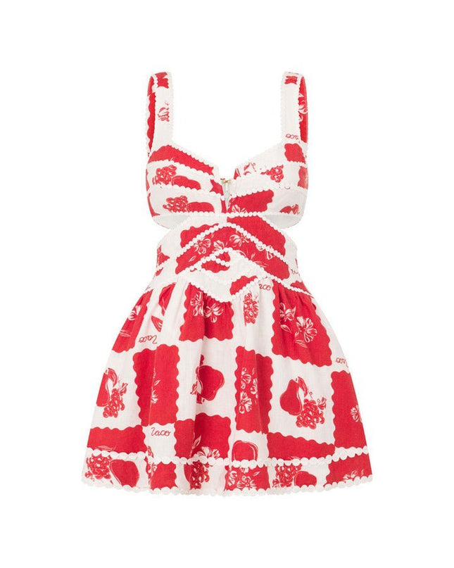 Leila Baskılı Kesik Mini Elbise