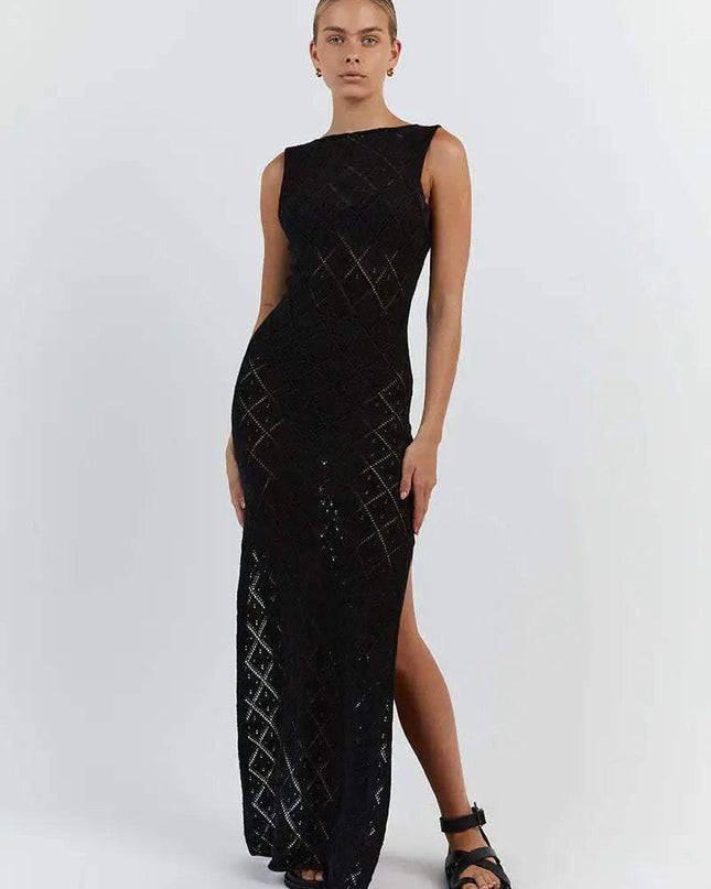Lynn Örme Yırtmaçlı Uzun Elbise