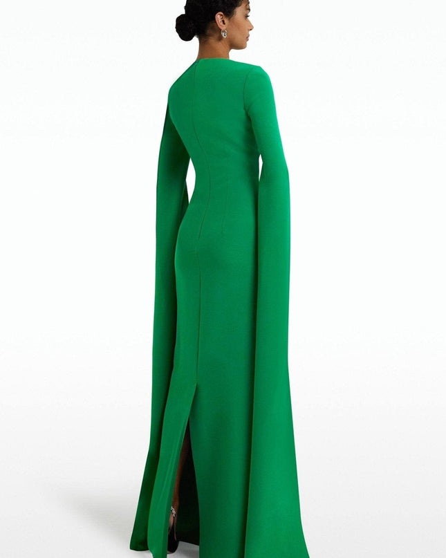 Madge Sivri Yaka Uzun Kollu Maksi Elbise