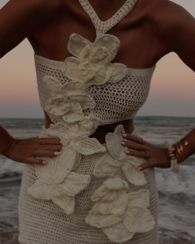 Martha Halter Örme Çiçekli Mini Elbise