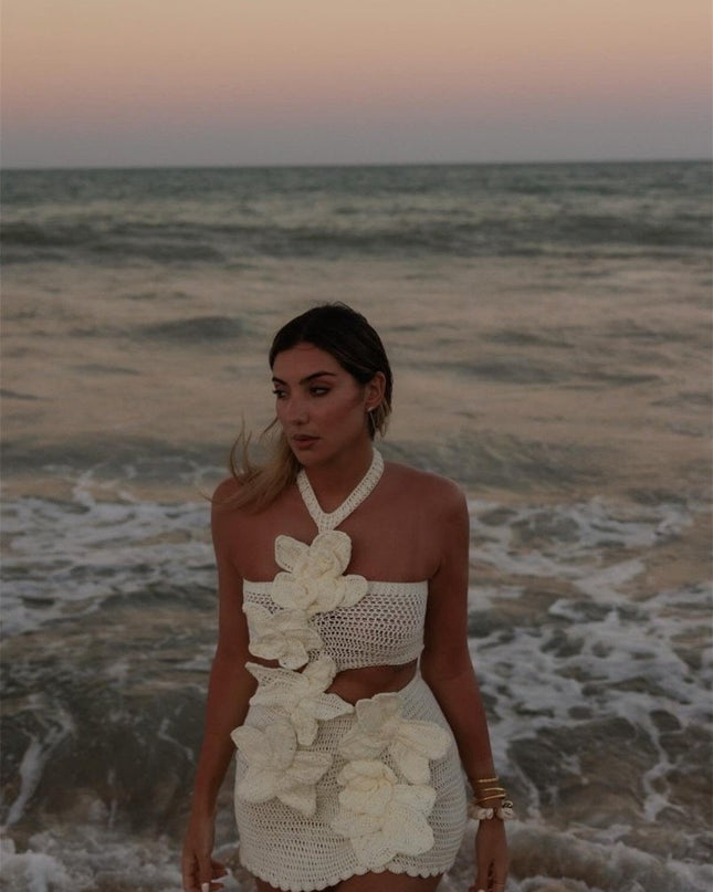 Martha Halter Örme Çiçekli Mini Elbise