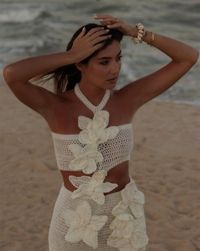 Martha Halter Örme Çiçekli Mini Elbise