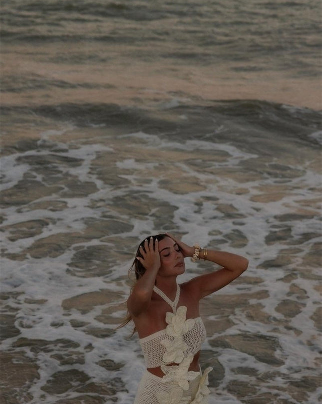 Martha Halter Örme Çiçekli Mini Elbise