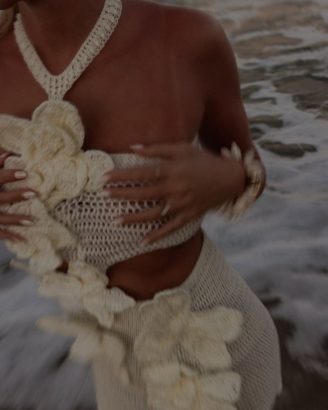 Martha Halter Örme Çiçekli Mini Elbise