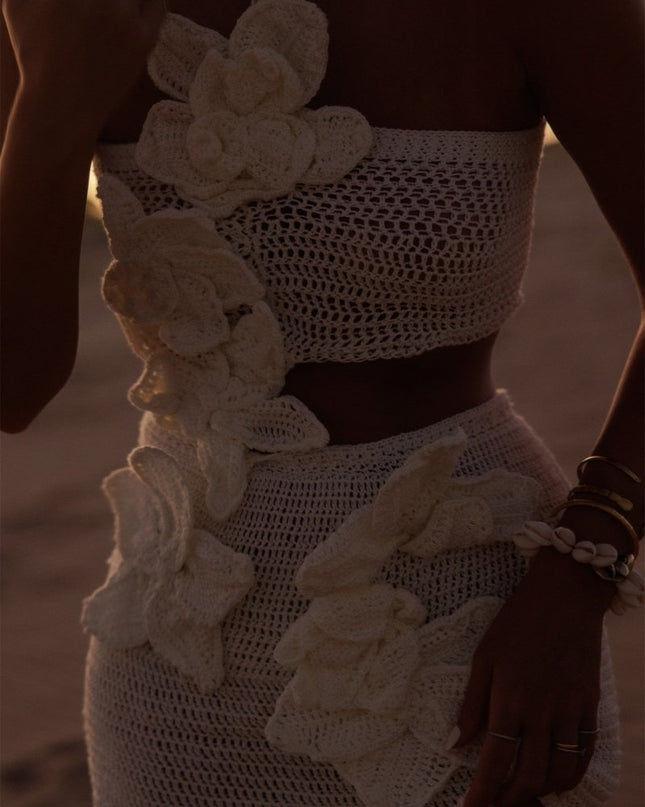 Martha Halter Örme Çiçekli Mini Elbise