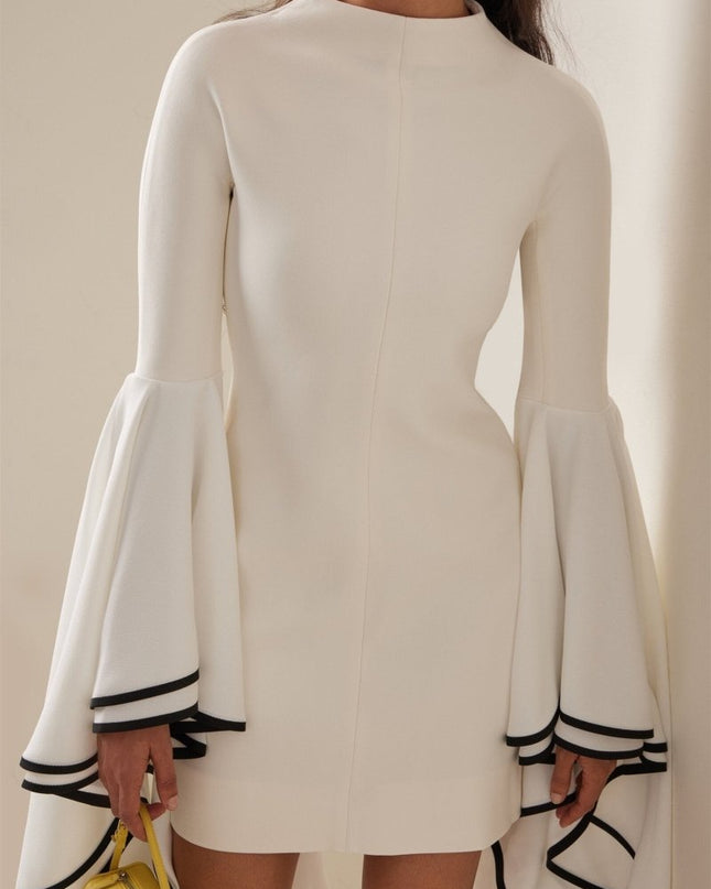 Maxine Kontrast Rüs Kol Mini Elbise