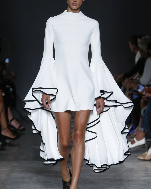 Maxine Kontrast Rüs Kol Mini Elbise