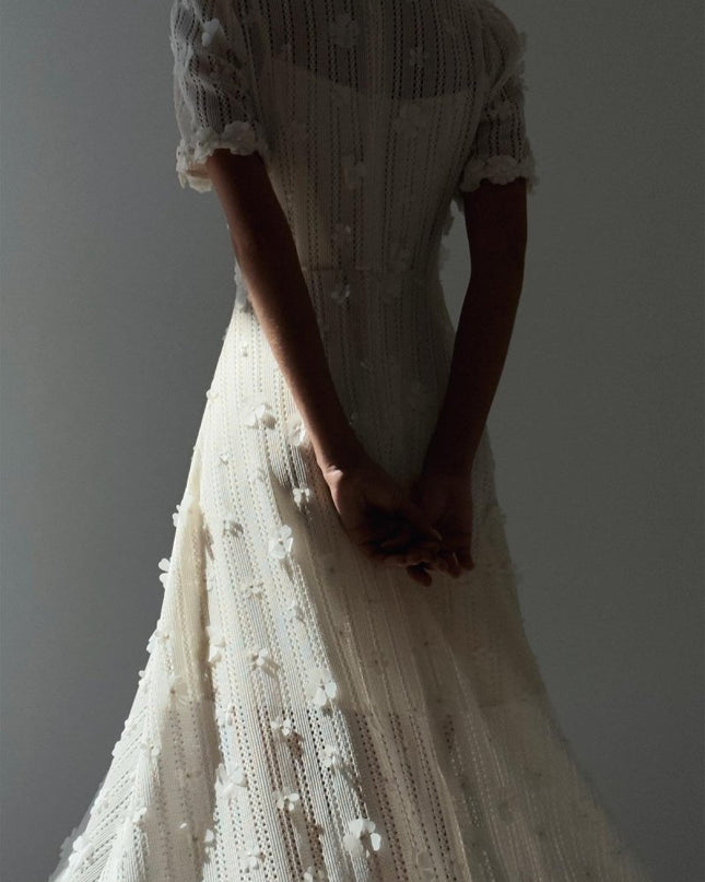 Mona Dantel İşlemeli Midi Örgü Elbise