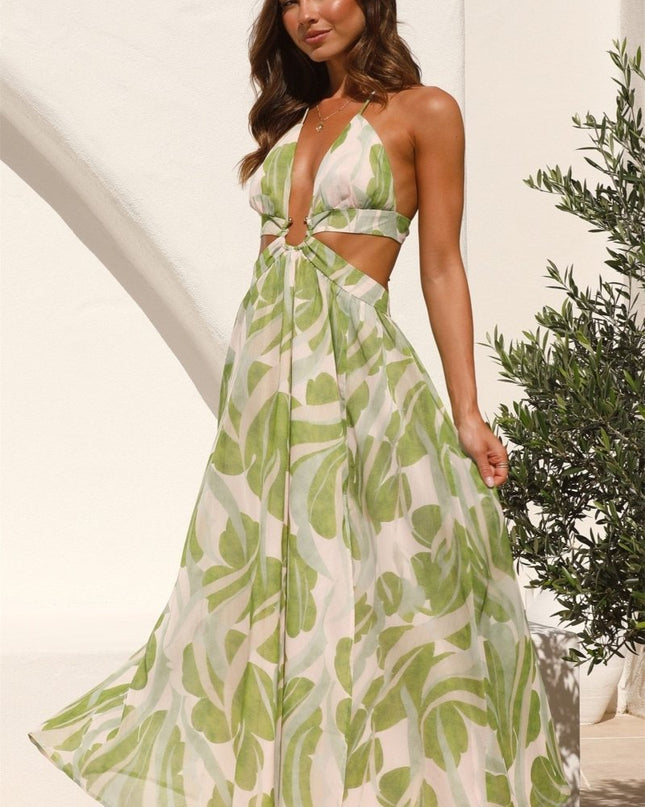 Olivia Çiçek Baskılı Kesik Midi Elbise